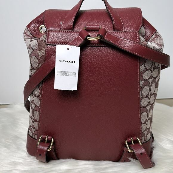 NWT Coach Dempsey Drawstring Backpack In Signature Jacquard With Patch Stripe - Picture 4 of 9